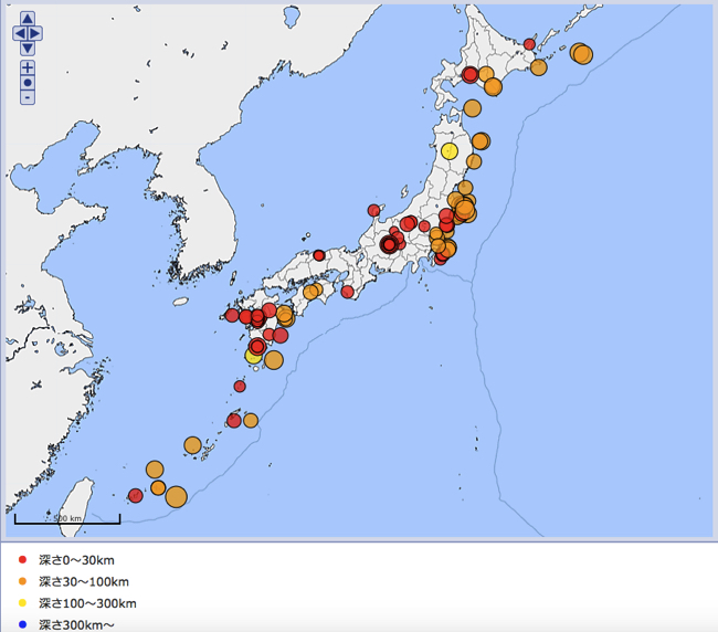 気象庁「震度データベース検索」より